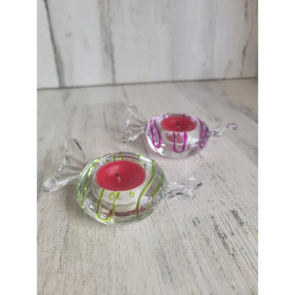 PartyLite wrapped candy tea light glass holders‎ set - Picture 3 of 7